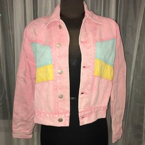 Cute colorful cropped denim jacket
